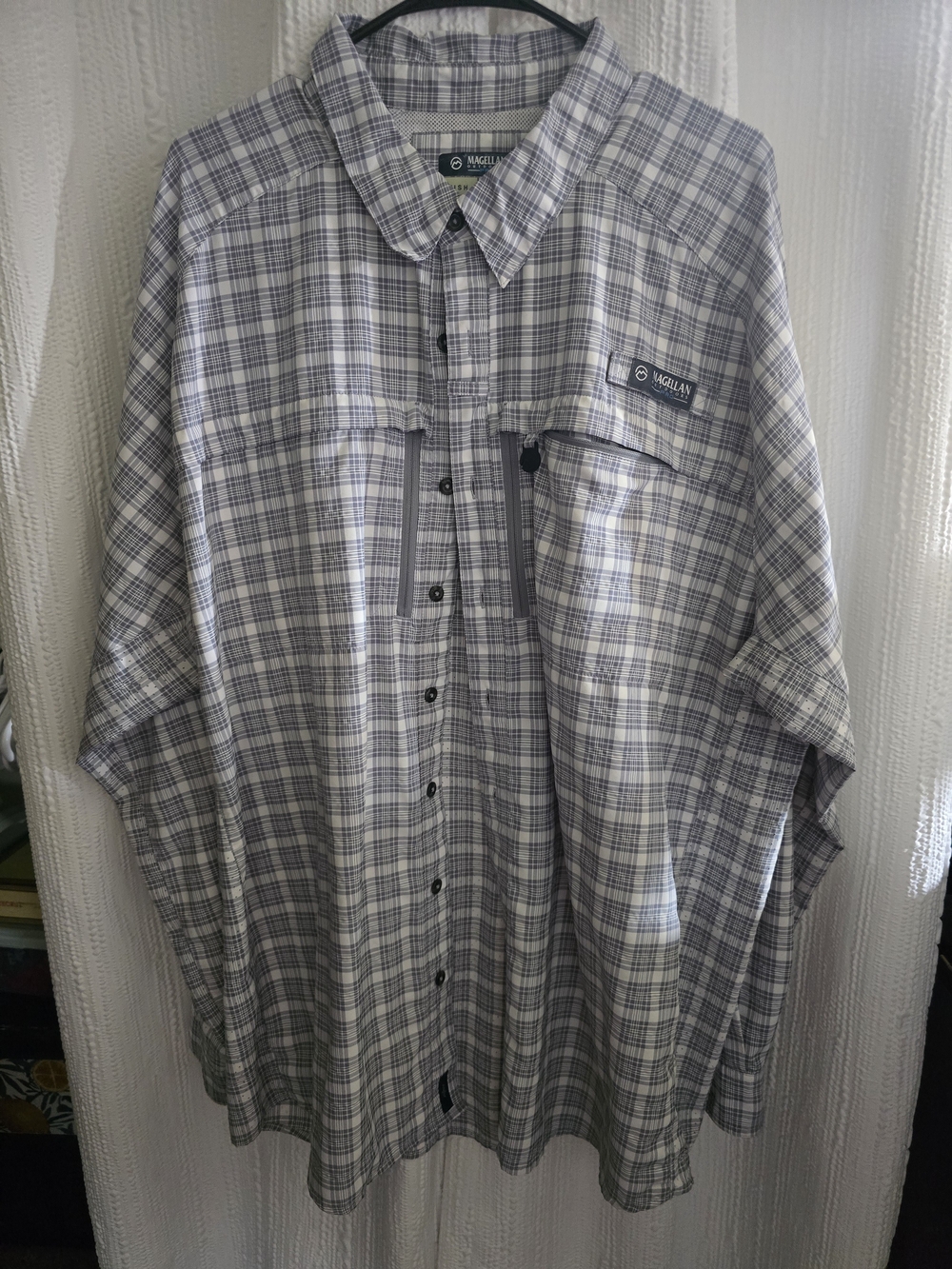 Magellan Outdoors Men's Gray Plaid Button-Up Shirt
